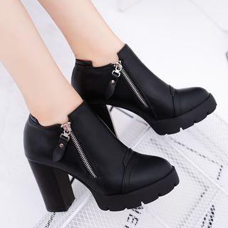 Side Zip Heel Ankle Boots