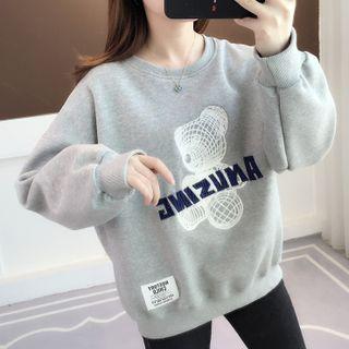 Lettering Bear Embroidered Sweatshirt