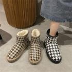 Checkerboard Fleece-lined Short Snow Boots