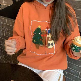 Long-sleeve Christmas Embroidered Hoodie