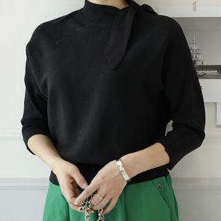 Dolman-sleeve Scarf Knit Top