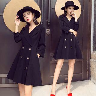 3/4 Sleeve Double-breast Coat Dress