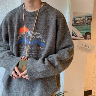 Letter Embroidered Crew-neck Sweater