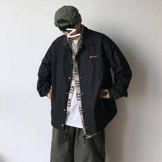 Embroidered Button Cargo Jacket
