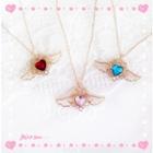 Faux Crystal Flying Heart Pendant Necklace