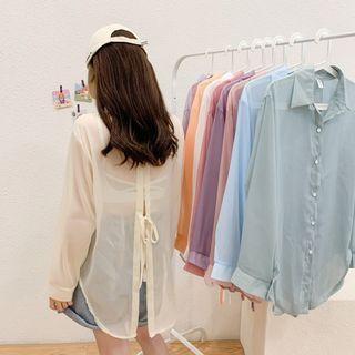 Tie-back Sheer Shirt Jacket