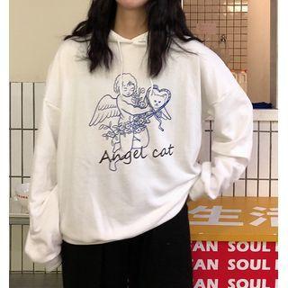Long-sleeve Angel Printed Hoodie