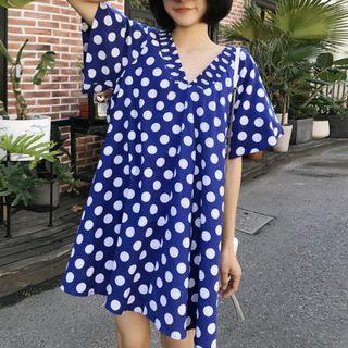 Dotted Short-sleeve Babydolll Dress