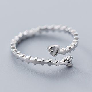 925 Sterling Silver Fish Bone Open Ring Ring - One Size