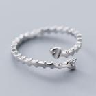 925 Sterling Silver Fish Bone Open Ring Ring - One Size