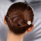 Rhinestone Floral Hair Stick As Shown In Figure - One Size