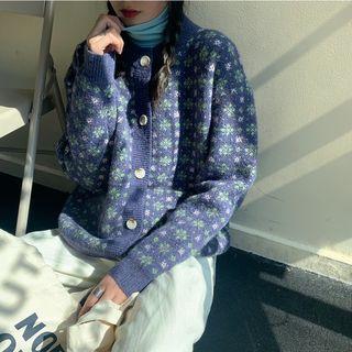 Patterned Cardigan / Turtleneck Top