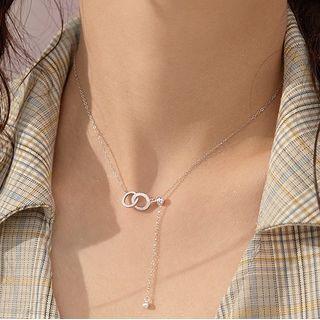 Interlocking Hoop Pendant Sterling Silver Choker