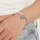 Faux Pearl Heart Charm Bracelet Silver - One Size