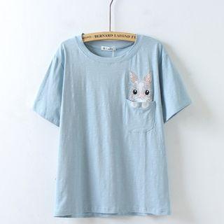 Animal Embroidered Short-sleeve T-shirt