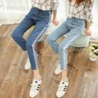 Contrast-trim Cropped Harem Jeans