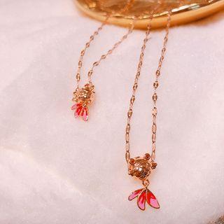 Alloy Goldfish Pendant Necklace 01 - Goldfish - One Size
