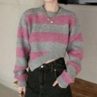 Striped Asymmetrical Cropped Sweater