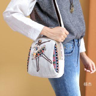 Ballerina Applique Cotton Blend Backpack Light Gray - One Size
