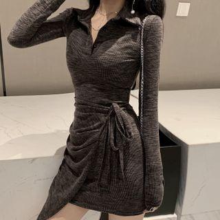 Long-sleeve Asymmetrical Polo Dress