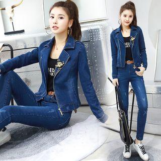 Set: Zip-up Denim Jacket + Skinny Jeans