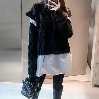 Mock Two Piece Sweater Black - One Size