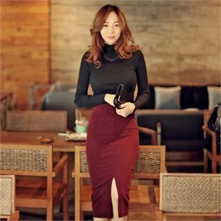 Slit-front Midi Skirt