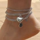 Set Of 3: Pendant Alloy Anklet (various Designs) 01 - Silver - One Size