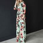 Long-sleeve Floral Print Maxi Dress