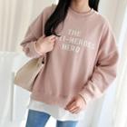 Layer-hem Lettering Oversized Sweatshirt