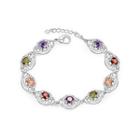 Fashion Sparkling Colored Cubic Zircon Bracelet Silver - One Size