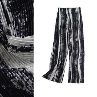 High-waist Painting Wide-leg Pants As Shown In Figure - One Size