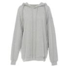 Plain Loose-fit Cable-knit Hoodie