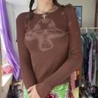 Mushroom Print Long-sleeve Top