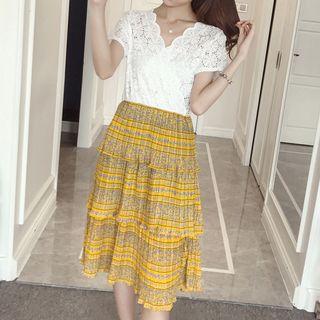 Tiered Short-sleeve A-line Dress