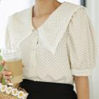 Wide-collar Dotted Blouse