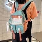 Lettering Buckled Nylon Backpack / Bag Charm / Brooch / Set