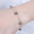 925 Sterling Silver Moonstone Bracelet Platinum Plating - One Size