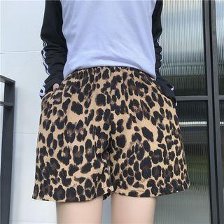 Leopard-print Chiffon Shorts