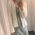 Rib-knit Buttoned Cardigan Off-white - One Size