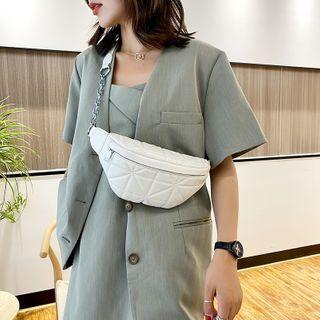 Chain Quilted Zip Sling Bag