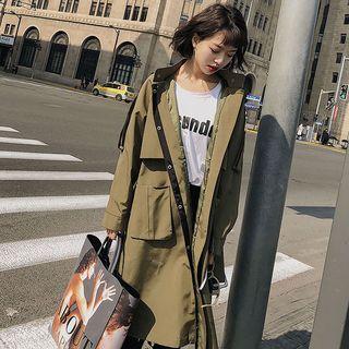 Single-breasted Hooded Trench Coat