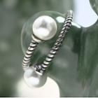 Faux Pearl Layered Ring Silver - One Size