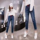 Plus Size High Waist Drawstring Slim Fit Jeans
