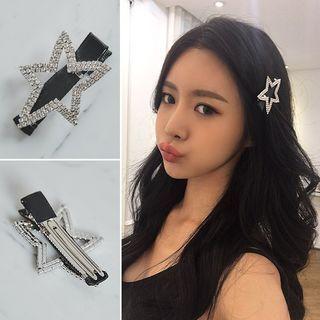 Rhinestone Star Hair Clip Black - One Size