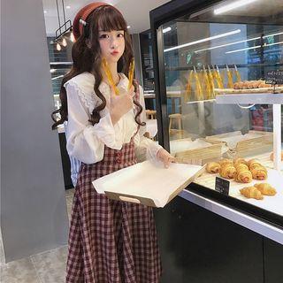 Shirt / Plaid Suspender Skirt