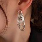Metal Drop Earing 1 Pair - Drop Earring - Silver Pin - Geometry - Silver - One Size