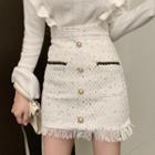 Tasseled Tweed A-line Skirt