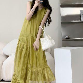 Sleeveless Irregular Maxi A-line Dress