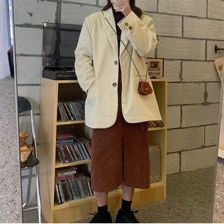 Single-breasted Corduroy Blazer Almond - One Size